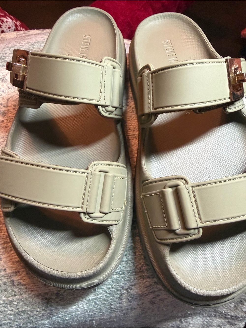 Stella McCartney Light Beige Double Strap Slide Sandals